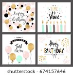 happy birthday greeting cards... | Shutterstock .eps vector #674157646