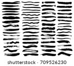 set of black paint  ink brush... | Shutterstock .eps vector #709526230