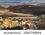 Palava winter landscape with Klentnice, Southern Moravia, Czech Republic