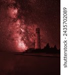Small photo of A once normal Milky Way shimmers in an unnatural crimson hue. Photoshop magic transforms the familiar starry band into a dreamlike vision, bathed in the mysterious glow of deep red.