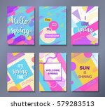 hello spring posters set in... | Shutterstock .eps vector #579283513