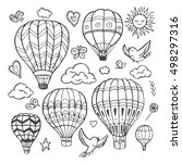Doodle Set Of Hot Air Balloons...