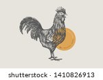 Graphical Drawn Rooster. Hand...