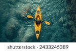 Aerial view of a kayaker on...
