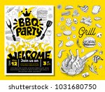 bbq party food poster. barbecue ... | Shutterstock .eps vector #1031680750