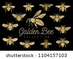 Golden Embroidery Patch Bee...