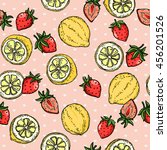 Lemon Strawberry Fruit Pattern. ...