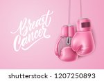 breast cancer lettering... | Shutterstock .eps vector #1207250893