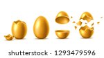 golden eggs with broken ... | Shutterstock .eps vector #1293479596