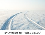 Snow Desert And The Tracks Of...
