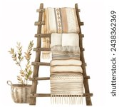 Watercolor blanket ladder with...