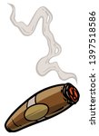 Cartoon Lit Cigar With Smoke....