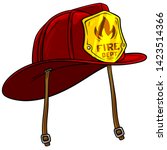 Cartoon Red Firefighter Helmet...