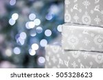 silver gift box on light... | Shutterstock . vector #505328623