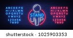Stand Up Logo In Neon Style....