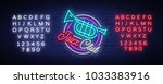 jazz club neon vector. neon... | Shutterstock .eps vector #1033383916