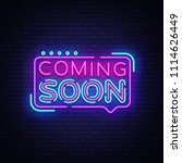 coming soon neon sign vector.... | Shutterstock .eps vector #1114626449