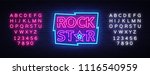 rock star neon sign vector...