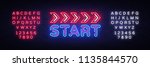 start neon sign vector design... | Shutterstock .eps vector #1135844570