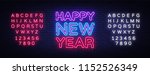 happy new year neon text vector.... | Shutterstock .eps vector #1152526349