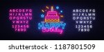 happy birthday neon text vector.... | Shutterstock .eps vector #1187801509