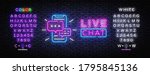 live chat service neon sign... | Shutterstock .eps vector #1795845136