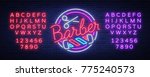 logo  neon sign hairdresser and ... | Shutterstock .eps vector #775240573