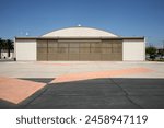 A airplane hangar on at the...