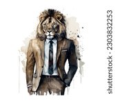 trendy cartoon poster with lion ...