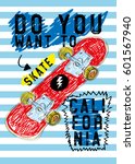 california skateboard t shirt... | Shutterstock .eps vector #601567940