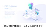 24 7 service concept or call... | Shutterstock .eps vector #1524204569