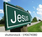 Jesus signpost along a rural road