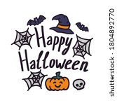 hand lettering "happy halloween"... | Shutterstock .eps vector #1804892770