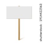 blank banner on wood stick mock ... | Shutterstock .eps vector #1914422563