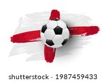 realistic soccer ball on flag... | Shutterstock .eps vector #1987459433