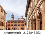 Small photo of A glimpse of the Piazza Fanti square, in the historic center of Citta di Castello, Perugia, Italy