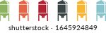 Coloured icons of grain silos for agriculture