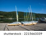 Many Sailboats Lined Up On The...