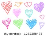 colorful grunge hearts on... | Shutterstock .eps vector #1292258476