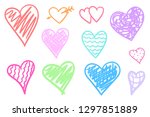 colorful grunge hearts on... | Shutterstock . vector #1297851889