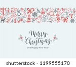 merry christmas with decorative ... | Shutterstock . vector #1199555170