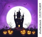 halloween pumpkins on cemetery. ... | Shutterstock .eps vector #1515741809