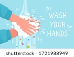 lettering wash your hands.... | Shutterstock .eps vector #1721988949