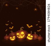 halloween pumpkins on black... | Shutterstock .eps vector #1794084826