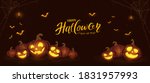 banner with halloween pumpkins  ... | Shutterstock . vector #1831957993