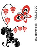 flowers and butterfly on white... | Shutterstock .eps vector #75319120