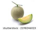 Small photo of Earl's melon cut for presentation, photographed against a white background