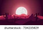 desert landscape with night... | Shutterstock .eps vector #734235829