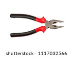 Pliers red and black color on white background. Pliers isolated on white