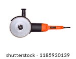 Small photo of Big powerful angle grinder with abrasive disk isolated on a white background. Angle grinders on a white background